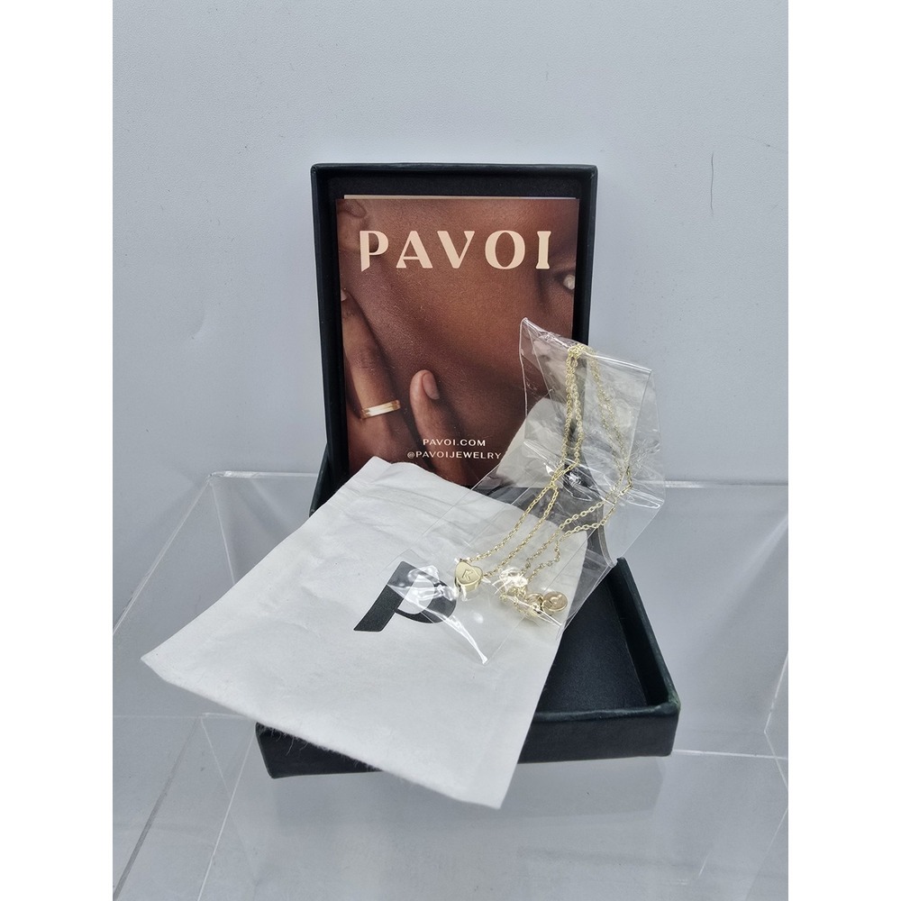 PAVOI 14K Gold‎ Plated Tiny Heart Necklace With Initial "K"  Dainty for Women